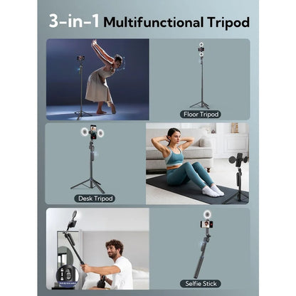 Auto Face Tracking 360 Rotation Tripod with Fill Light and Remote Control for Content Creators and Video Recording