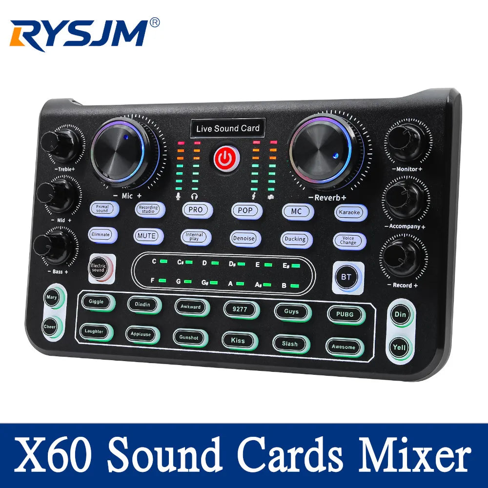 Professional Portable Mixer Sound Mixing X60 Sound Card English Version Convenient Compact For Live Broadcast KTV Singing