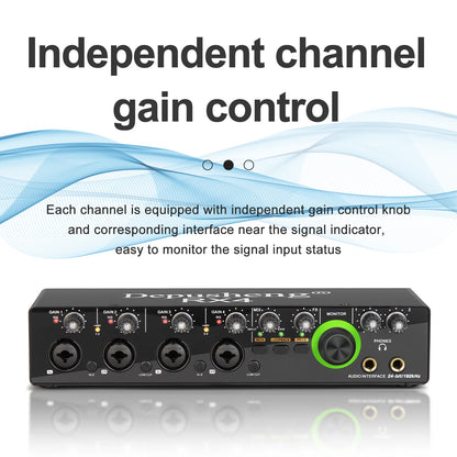 Newest 4 Channel Audio Sound Card 4 in 2 out Interface Audio For Podcast Recording Music Studio Instrument Live Singing