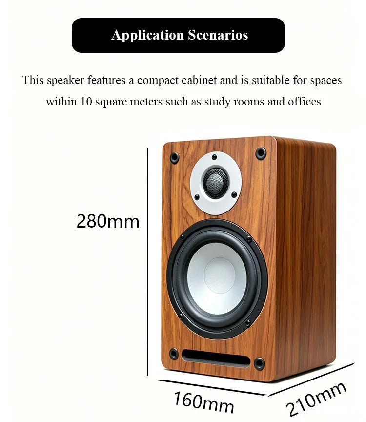 X100 HIFI Passive Bookshelf Speaker 5.5 Inch 2 Way Audiophile Wooden Monitor Speaker 60W2 Output Power 3 Inch Tweeter Unit