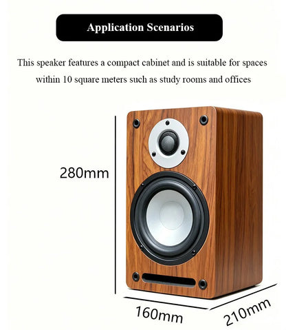 X100 HIFI Passive Bookshelf Speaker 5.5 Inch 2 Way Audiophile Wooden Monitor Speaker 60W2 Output Power 3 Inch Tweeter Unit