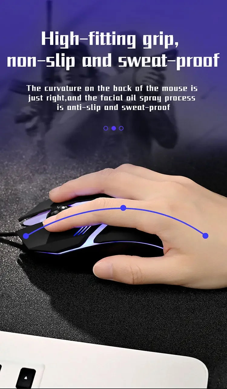Ergonomic gaming mouse, suitable for desktop and laptop computers, 4-button USB RGB backlit mouse