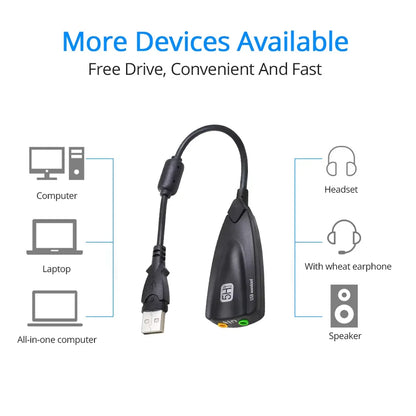 USB Sound Card Computer Gaming Specific External High-End Sound Card, 5HV2 Stereo 7.1 Channel Wired Sound Card