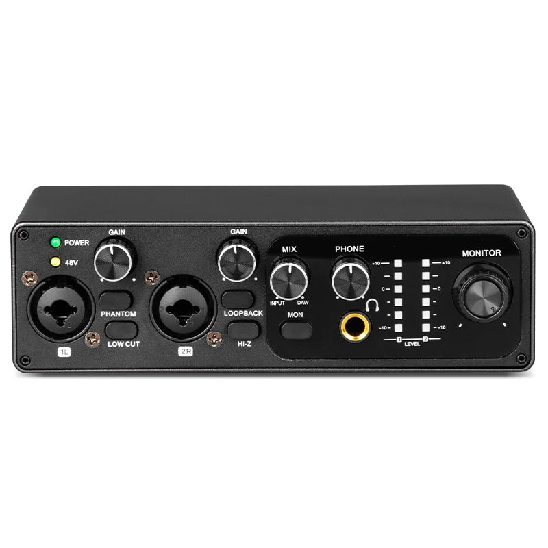 USB Audio Interface Sound Card, High Samping Rate, Noise-Free for Content Creators &amp; Musicians, for Computer Recording