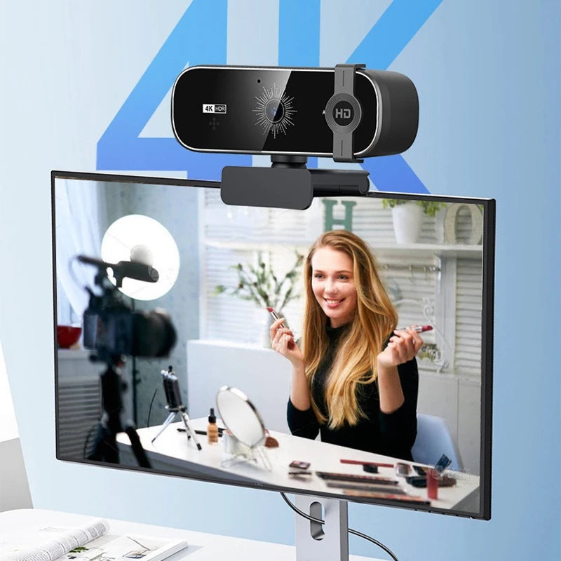4K Webcam For PC Auto-Focus with Remote Control Privacy Cover Webcam With Microphone Plug &amp; Play For Laptop/Desktop Video Callin
