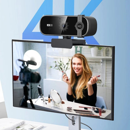 4K Webcam For PC Auto-Focus with Remote Control Privacy Cover Webcam With Microphone Plug &amp; Play For Laptop/Desktop Video Callin