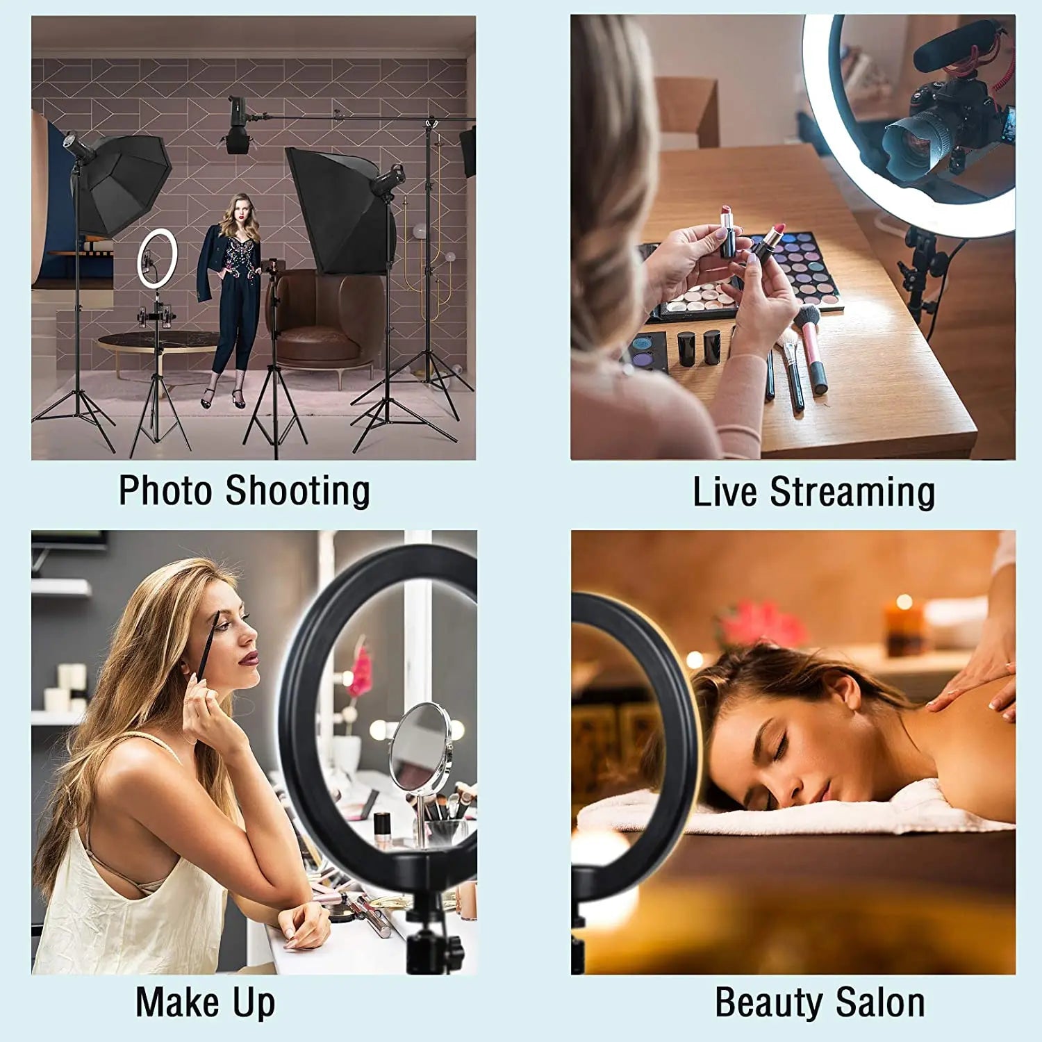 LED Ring Light Photography Adjustable Lighting Phone Ringlight With 20cm Tripod Stand USB Round Fill Lamp For Phone Video Live