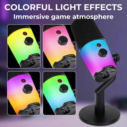 G-MARK USB Dynamic Microphone PC Computer Cardioid Podcast Mic Video Streaming RGB Mute