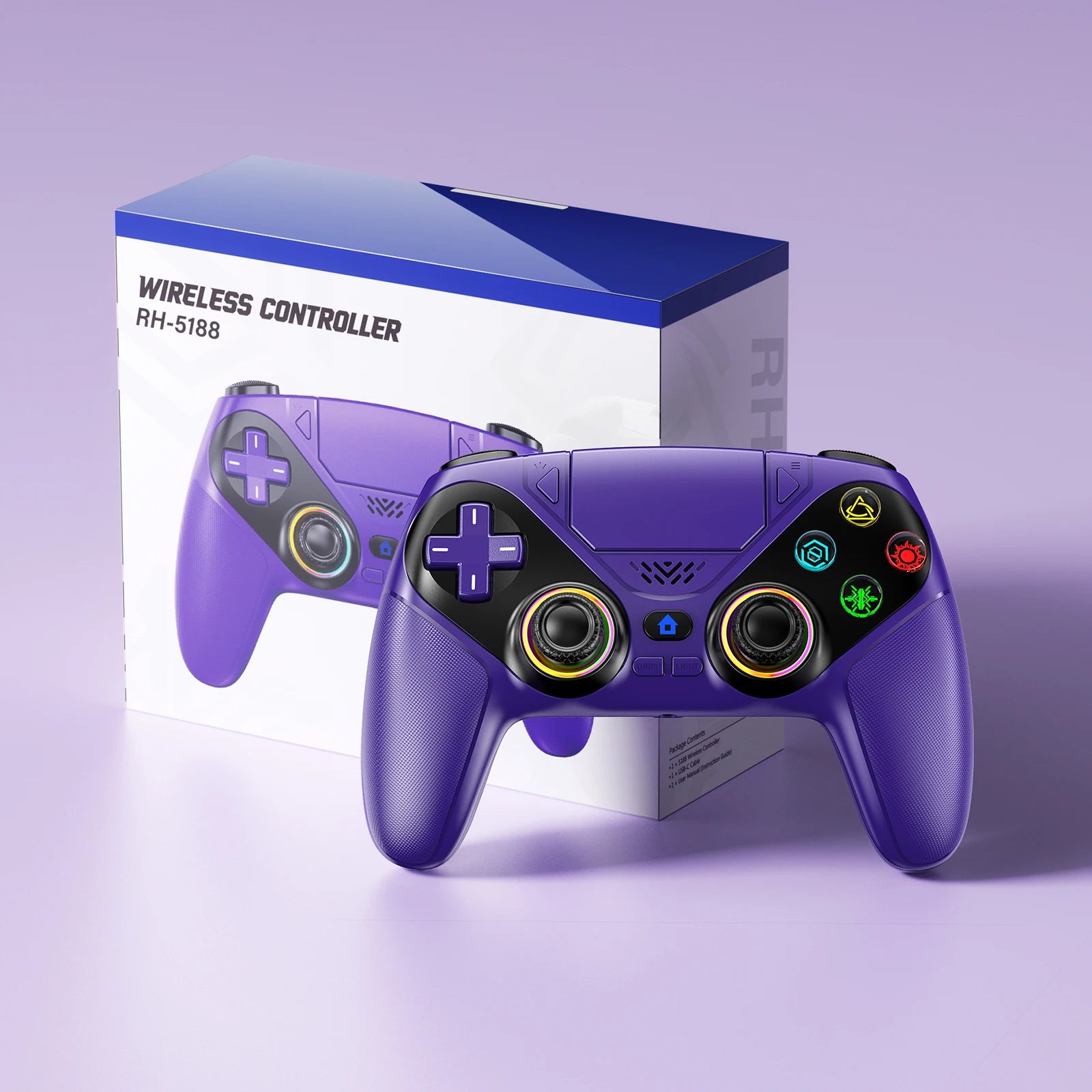 RGB Light Controller For PlayStation 5/PS5 Pro/Slim/PC Wireless Gamepad Marco/Turbo NO Drift Hall Effect Gaming Control Joystick
