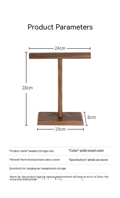 Wooden Stand Holder for Headset Display Shelf Desk Hanger T Shape Headphones Stands Storage Brackets Home Storage Organizer