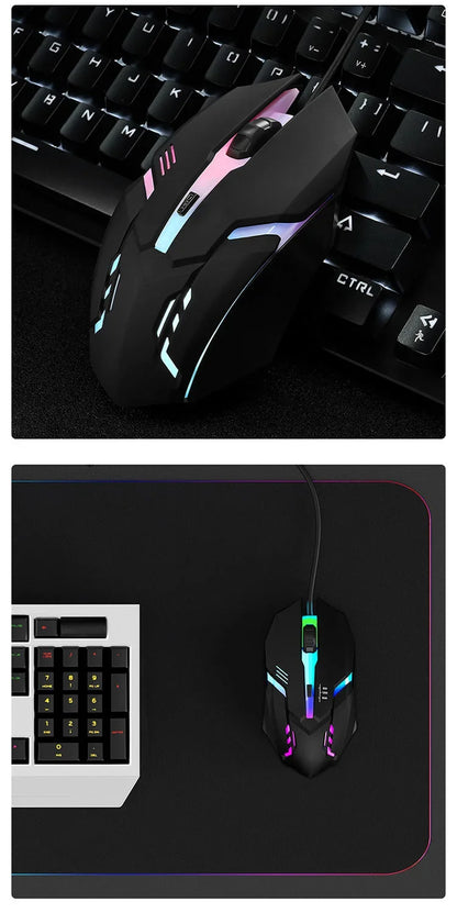 Ergonomic gaming mouse, suitable for desktop and laptop computers, 4-button USB RGB backlit mouse