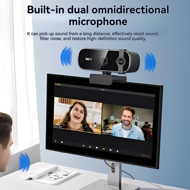 4K Webcam For PC Auto-Focus with Remote Control Privacy Cover Webcam With Microphone Plug &amp; Play For Laptop/Desktop Video Callin