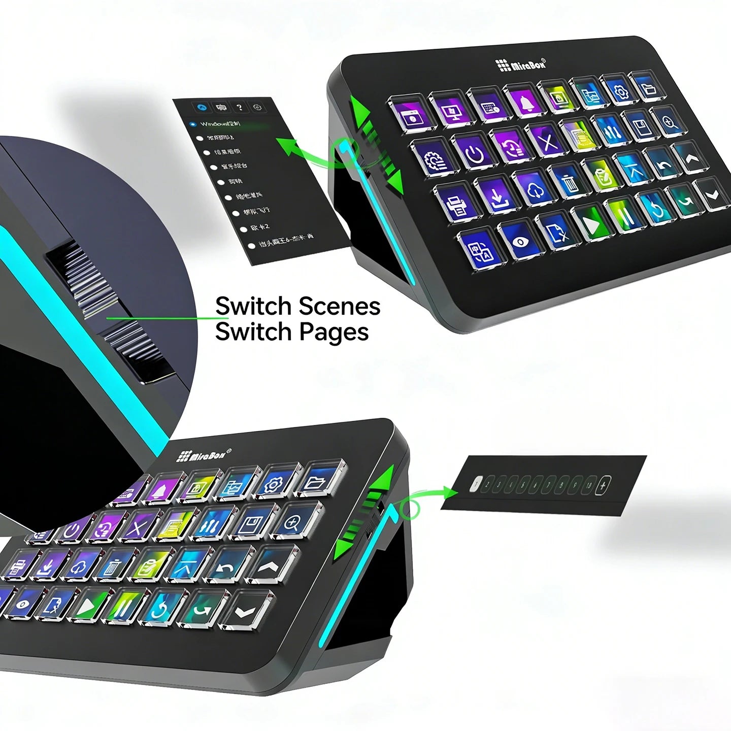 Mirabox XL 32-Key Visual Stream Deck Streamdeck Deck Dock Macro Pad Controller Desktop Console Stream Desk For OBS Streaming
