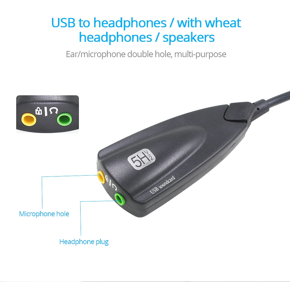 USB Sound Card Computer Gaming Specific External High-End Sound Card, 5HV2 Stereo 7.1 Channel Wired Sound Card