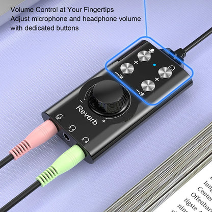 USB External Sound Card USB Type C External Sound Card Microphone Headphone Adapter for Laptop Phone Voice Changer Plug and Play