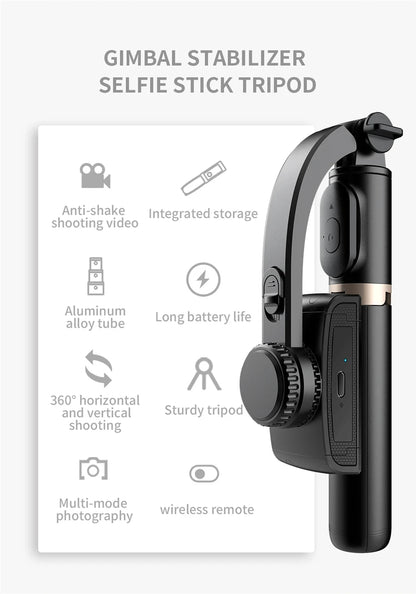 BSLIUFANG NEW mini 360 Rotation Following Shooting Mode Stabilizer Gimbal For Smartphone Live Photography Selfie Stick Tripod