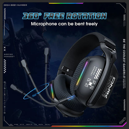 Wireless Gaming Headset: 2.4G/Wired/Bluetooth 3 Modes, Bendable HD Mic, Soft Ear Pads, Immersive Sound for PC/PS4/PS5 – Black