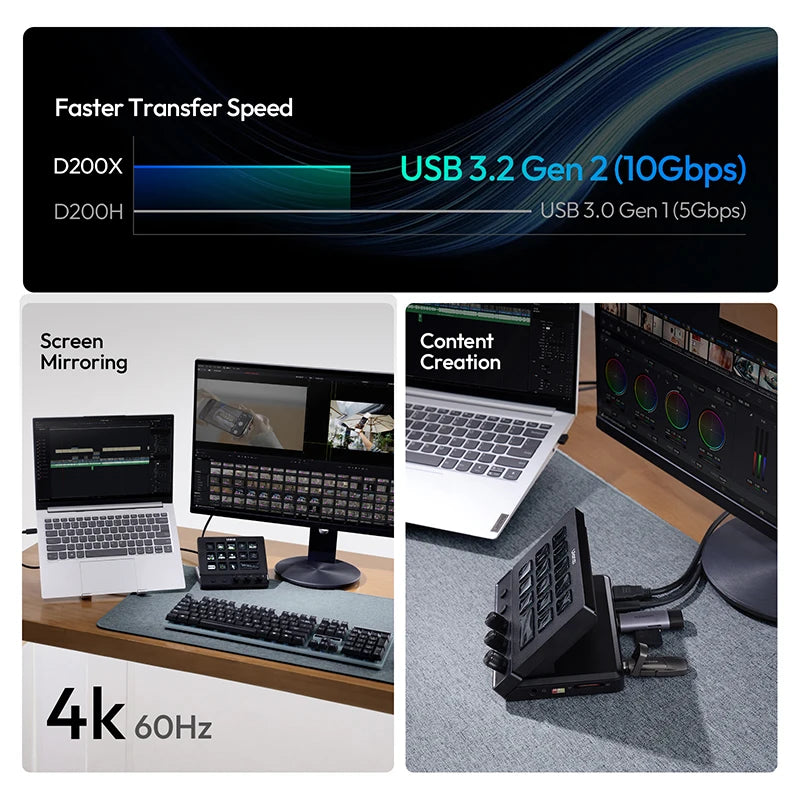 Ulanzi D200X 8 in 1 Stream Deck Keyboard 14 LCD Keys Stream Controler for Video Editing Game Live Content Creation Studio Light