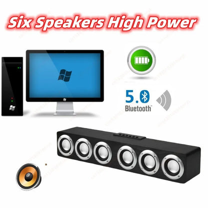 Super Powerful Bluetooth Speaker Wooden Six Subwoofer caixa de som Home Theater TV Sound Box Sound Bar Surround Stereo TF U Disk