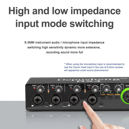 Newest 4 Channel Audio Sound Card 4 in 2 out Interface Audio For Podcast Recording Music Studio Instrument Live Singing