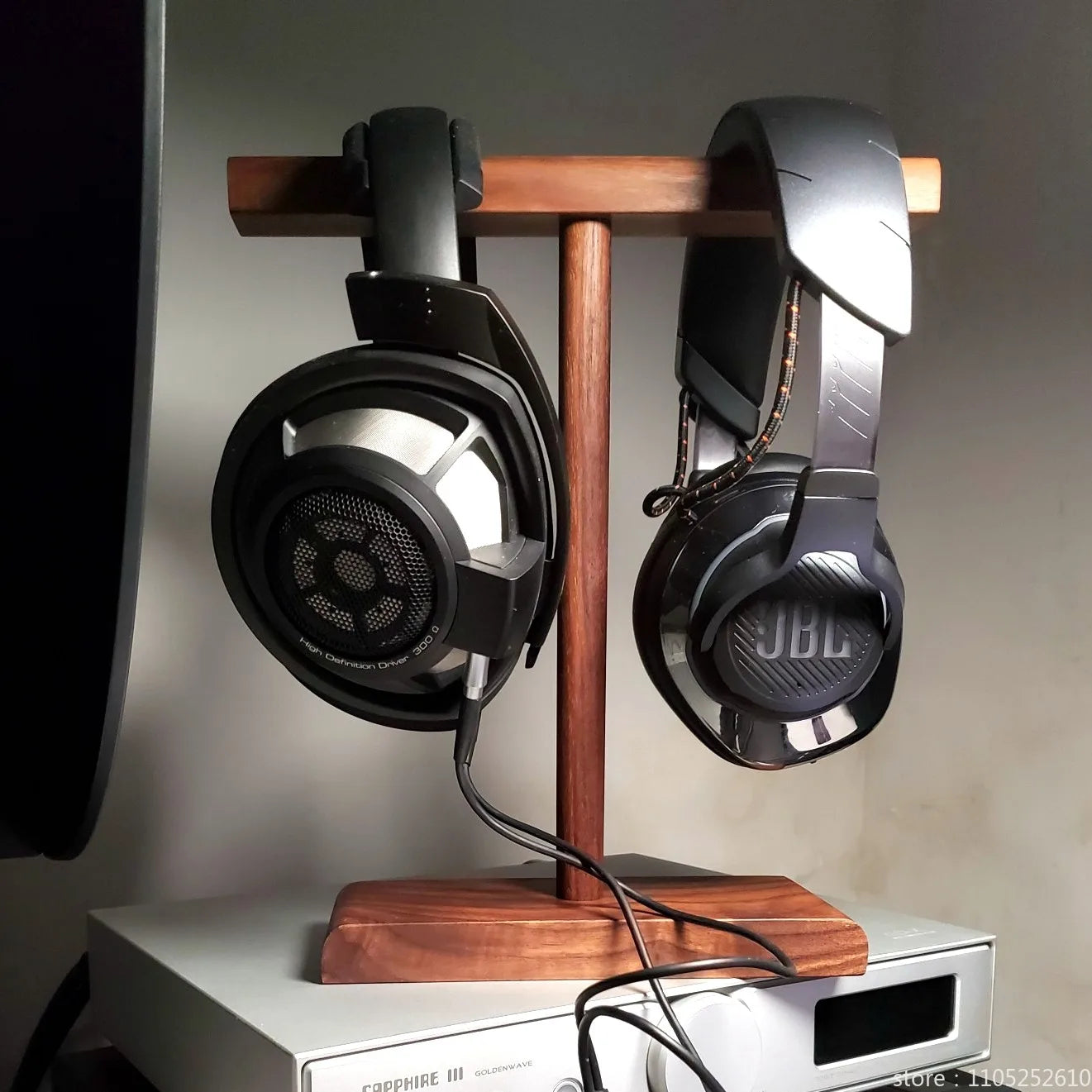 Wooden Stand Holder for Headset Display Shelf Desk Hanger T Shape Headphones Stands Storage Brackets Home Storage Organizer