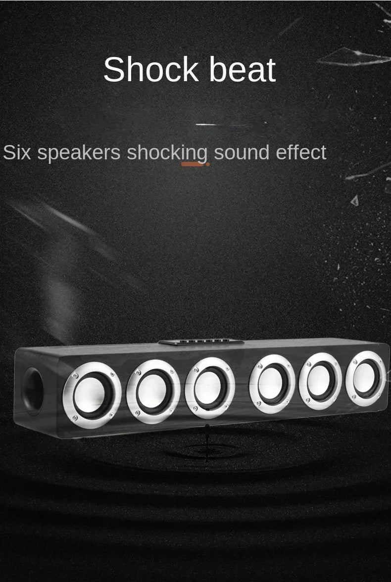 Super Powerful Bluetooth Speaker Wooden Six Subwoofer caixa de som Home Theater TV Sound Box Sound Bar Surround Stereo TF U Disk