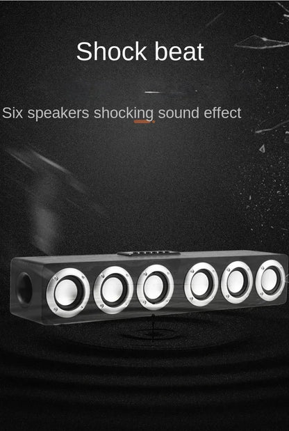Super Powerful Bluetooth Speaker Wooden Six Subwoofer caixa de som Home Theater TV Sound Box Sound Bar Surround Stereo TF U Disk
