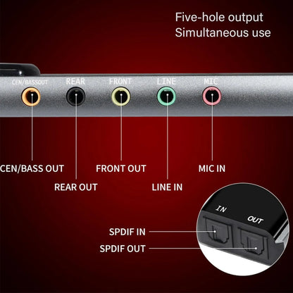 7.1 USB 2.0 Surround Sound Card with SPDIF Digital Sound High Resolution Music External Sound Card for Laptop PC