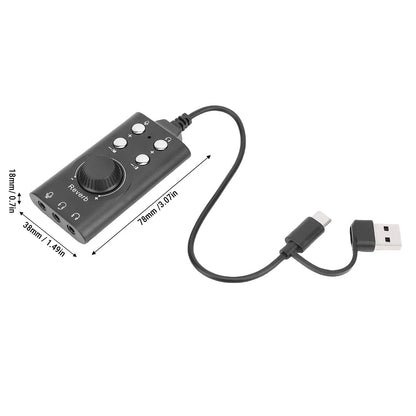 USB Sound Card External Stereo Sound Card with Volume Control USB to 3.5mm Jack Sound Adapter for PC Laptop Desktop Headset