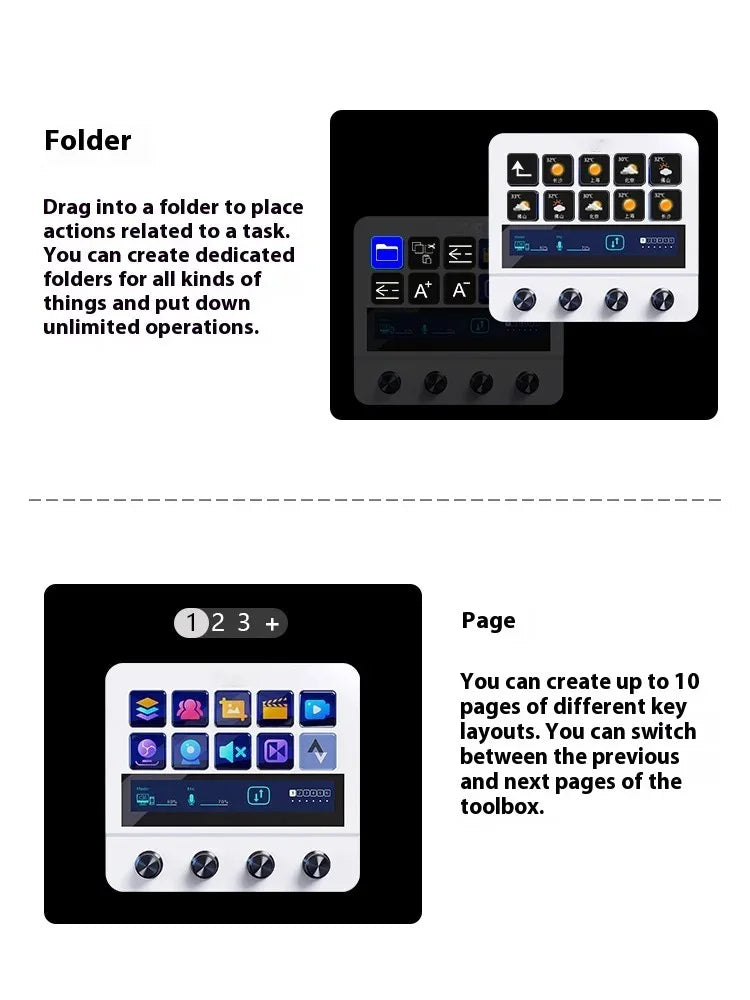MRSVI N4 Stream Deck Controller, Elgato Alternative, 10 Programmable LCD Keys with 500+ Plugins for Streaming/Editing