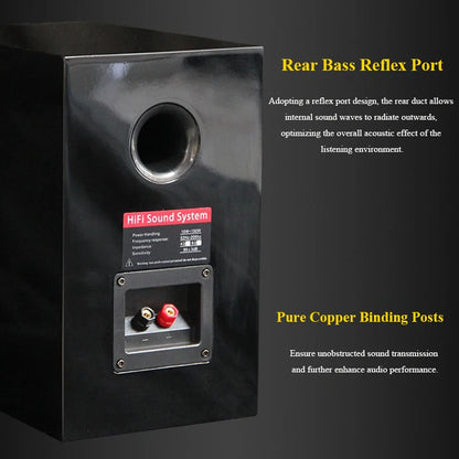 5-inch HIFI Passive Bookshelf Speaker 150W Output Power 3-inch Tweeter Unit Lacquered Shell Professional Monitor Speaker
