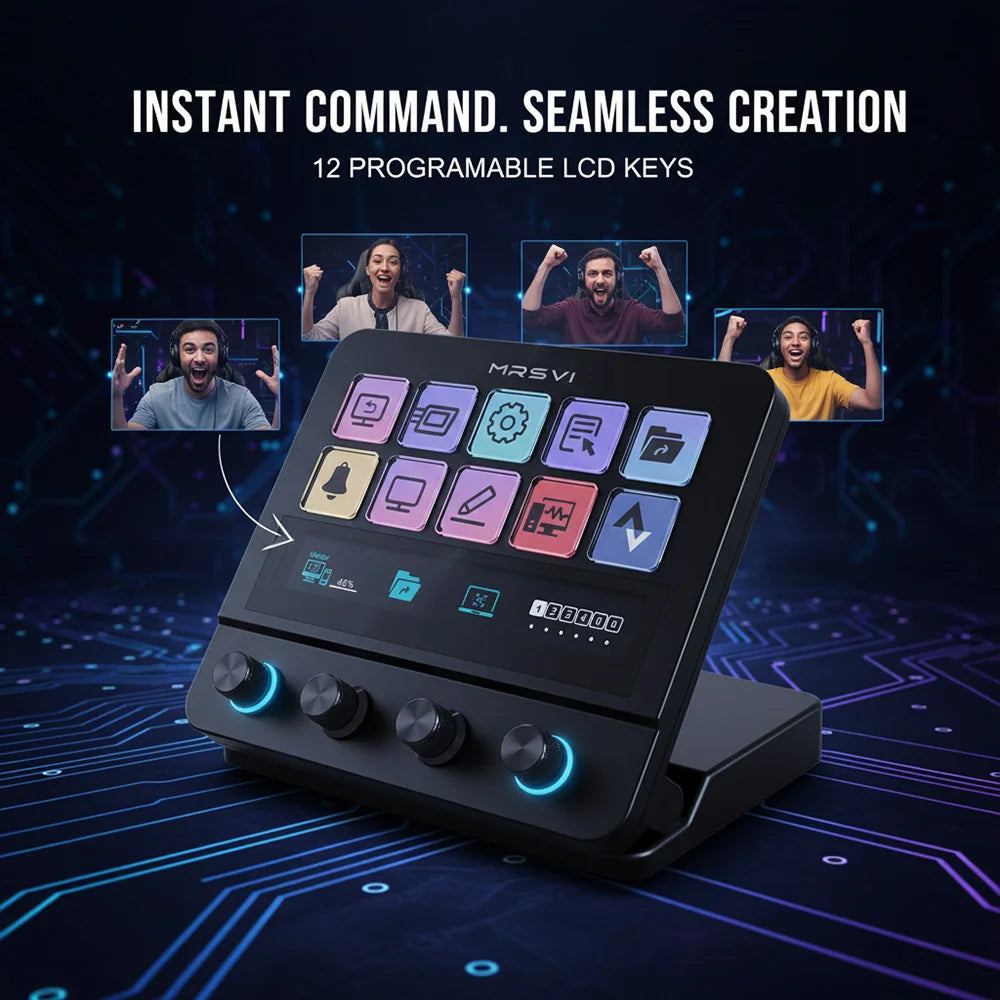 MRSVI N4 Stream Deck Controller, Elgato Alternative, 10 Programmable LCD Keys with 500+ Plugins for Streaming/Editing