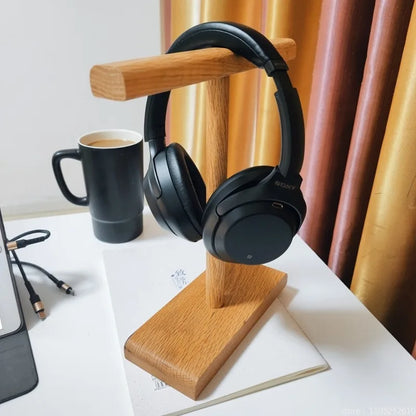 Wooden Stand Holder for Headset Display Shelf Desk Hanger T Shape Headphones Stands Storage Brackets Home Storage Organizer