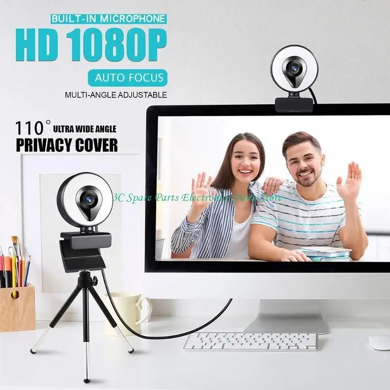 SZ Webcam 1080P 4K 2K AutoFocus Web Camera USB PC Computer Webcam 3 Light Modes