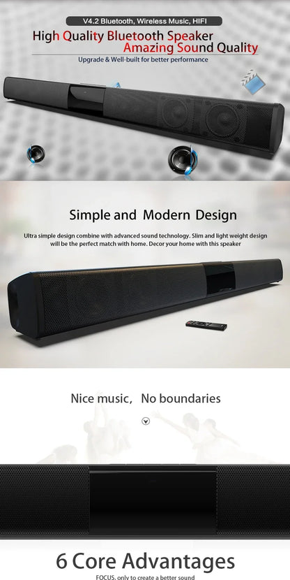 40W High Power Soundbar for TV Computer Wireless Bluetooth Speaker Home Theater Sound System FM Radio Subwoofer RCA Soundbox TF