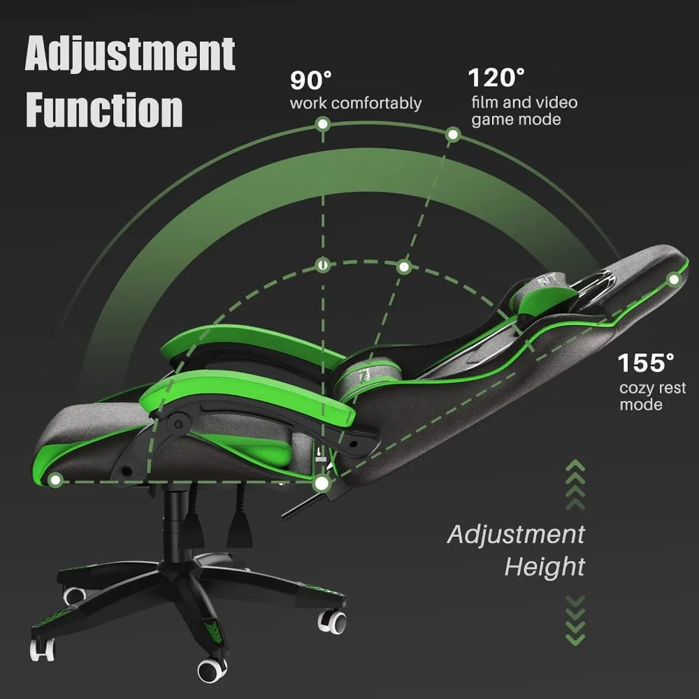 Ergonomic High Back Racing Style Reclining Gaming Chair With Headrest &amp; Lumbar Support For Computer Use, Custom