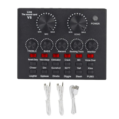 Audio Mixer V8 Sound Card Karaoke Recording Professional Mic Sound Card Portable Studio Record External Sound Card Webcast Live