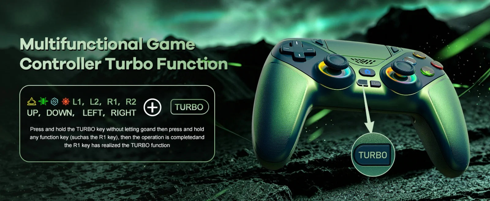 RGB Light Controller For PlayStation 5/PS5 Pro/Slim/PC Wireless Gamepad Marco/Turbo NO Drift Hall Effect Gaming Control Joystick