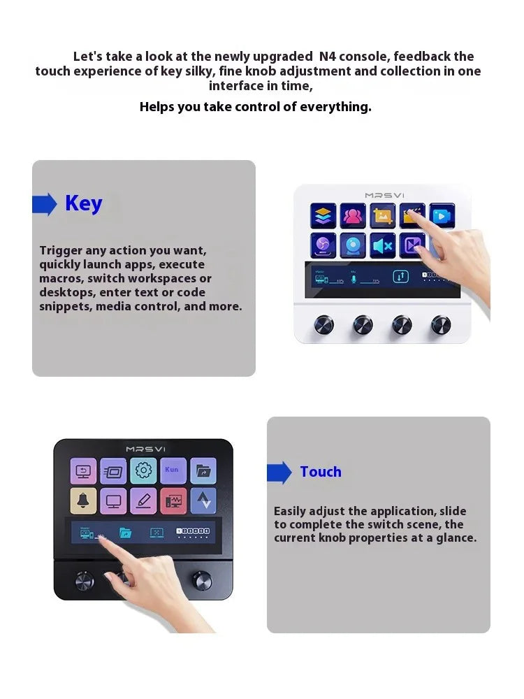 MRSVI N4 Stream Deck Controller, Elgato Alternative, 10 Programmable LCD Keys with 500+ Plugins for Streaming/Editing