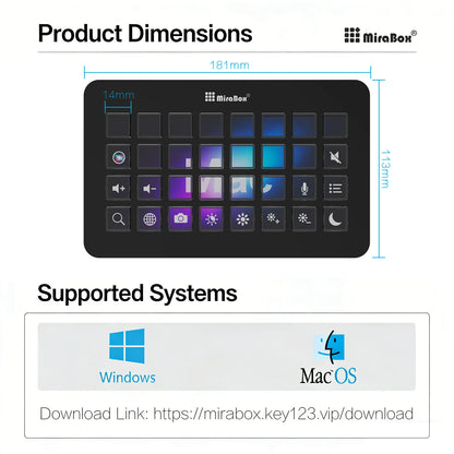 Mirabox XL 32-Key Visual Stream Deck Streamdeck Deck Dock Macro Pad Controller Desktop Console Stream Desk For OBS Streaming