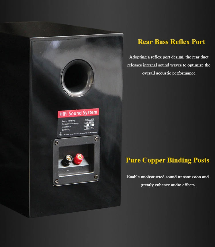 5-inch HIFI Passive Bookshelf Speaker 150W Output Power 3-inch Tweeter Unit Lacquered Shell Professional Monitor Speaker