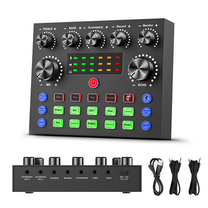V8S Professional Sound Card with Voice Changer - 10 Sound Effects for PC Gaming, Karaoke, Live Streaming &amp; Recording Studio