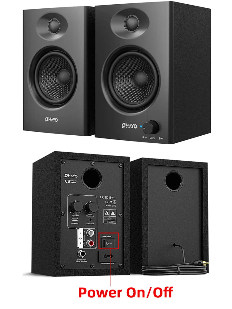 OHAYO Active Bluetooth 5.3 Bookshelf Speakers, 60W MDF Wooden Speaker Unit , 2.0 Computer PC Monitor Gaming Speakers,RCA/AUX/USB