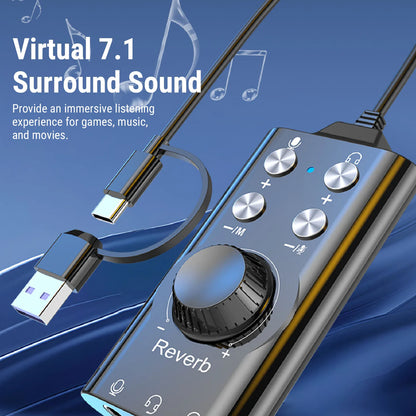 USB Sound Card External Stereo Sound Card with Volume Control USB to 3.5mm Jack Sound Adapter for PC Laptop Desktop Headset