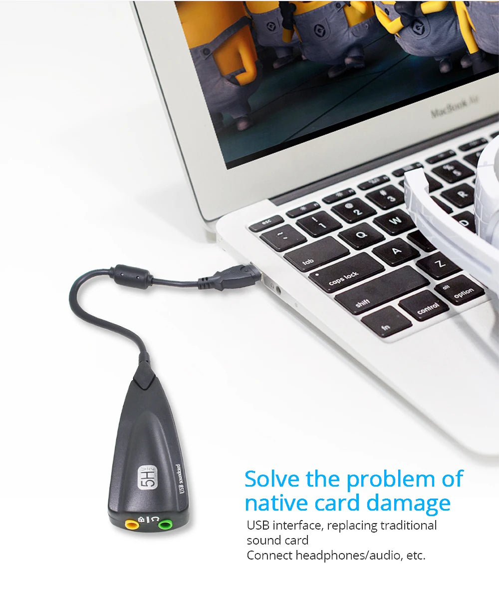 USB Sound Card Computer Gaming Specific External High-End Sound Card, 5HV2 Stereo 7.1 Channel Wired Sound Card