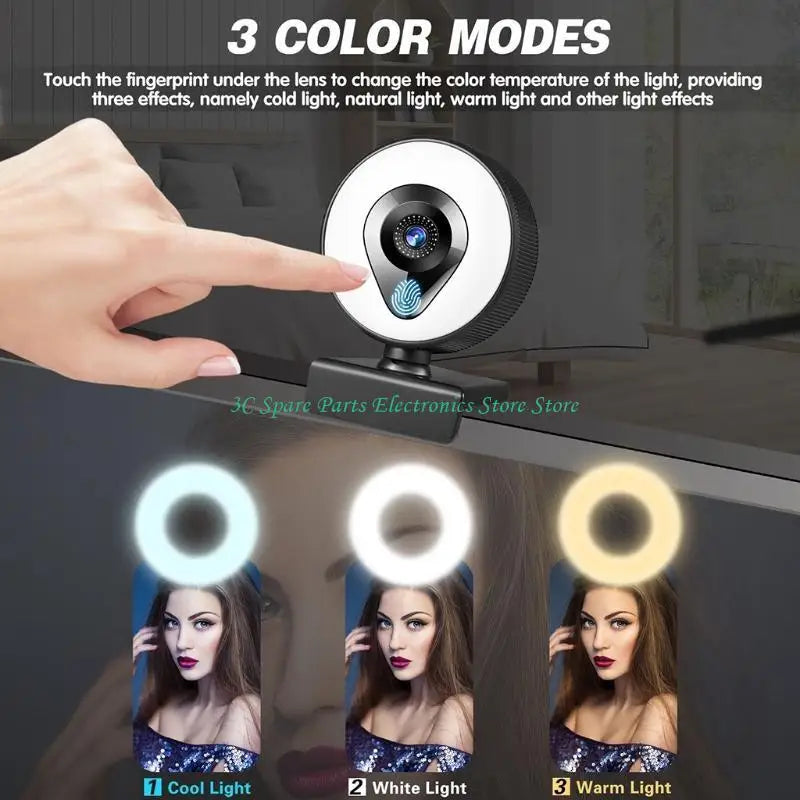 SZ Webcam 1080P 4K 2K AutoFocus Web Camera USB PC Computer Webcam 3 Light Modes