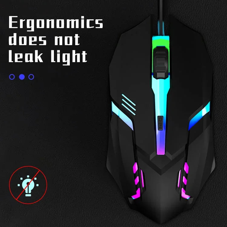 Ergonomic gaming mouse, suitable for desktop and laptop computers, 4-button USB RGB backlit mouse