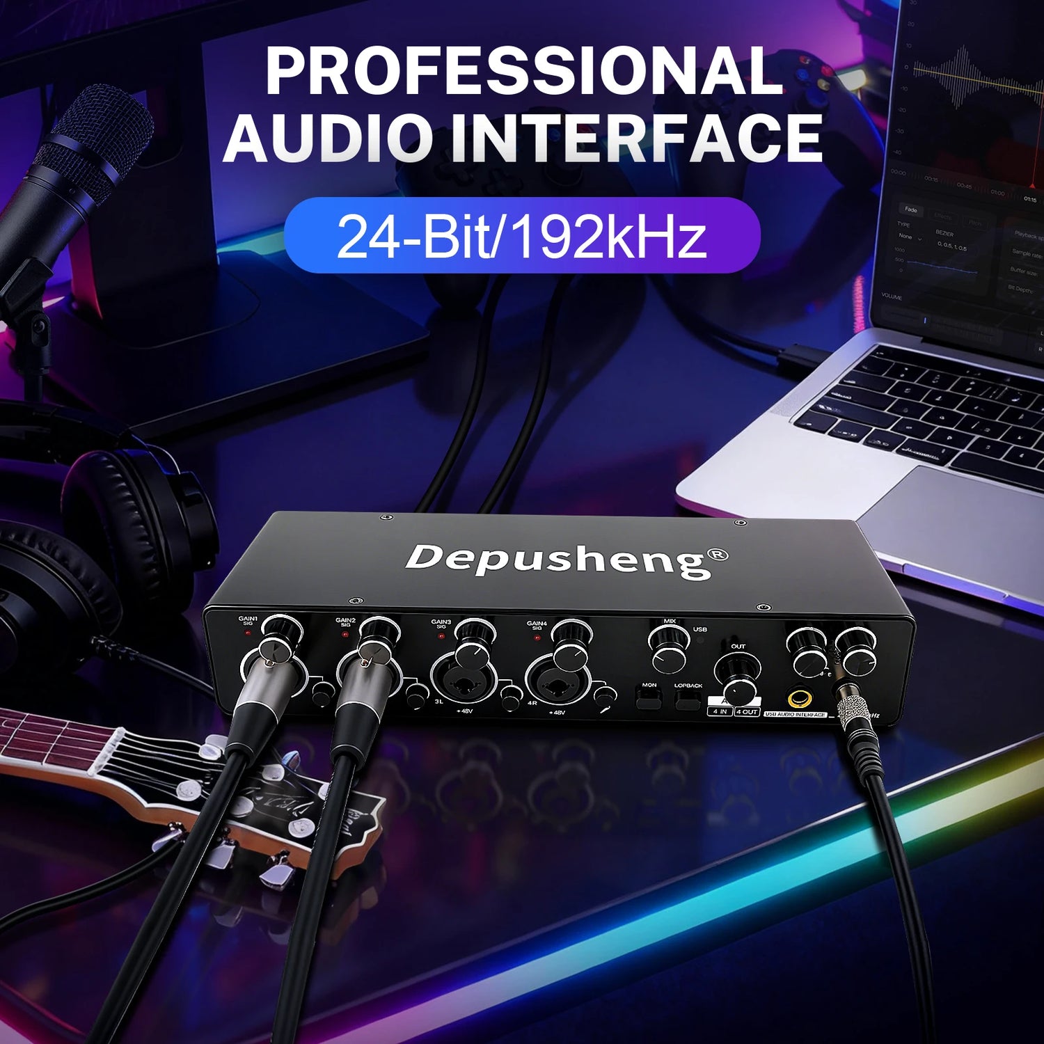MQ22/44 ASIO Audio Professional Sound Card 2/4 Channel USB Audio Interface for Live Recording