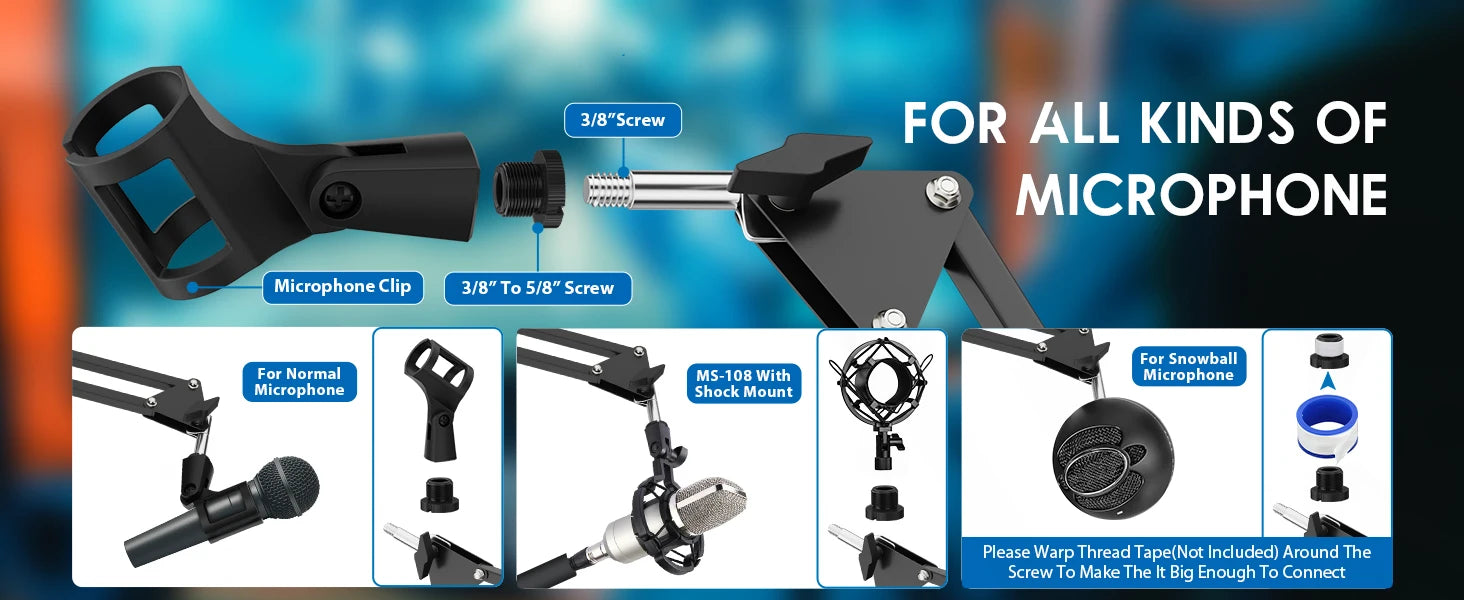 Articulated Arm Microphone Stand Recording Condenser Microphone Stand Adjustable Suspension Scissor Boom Arm for SM7B AM8 A8 A6V