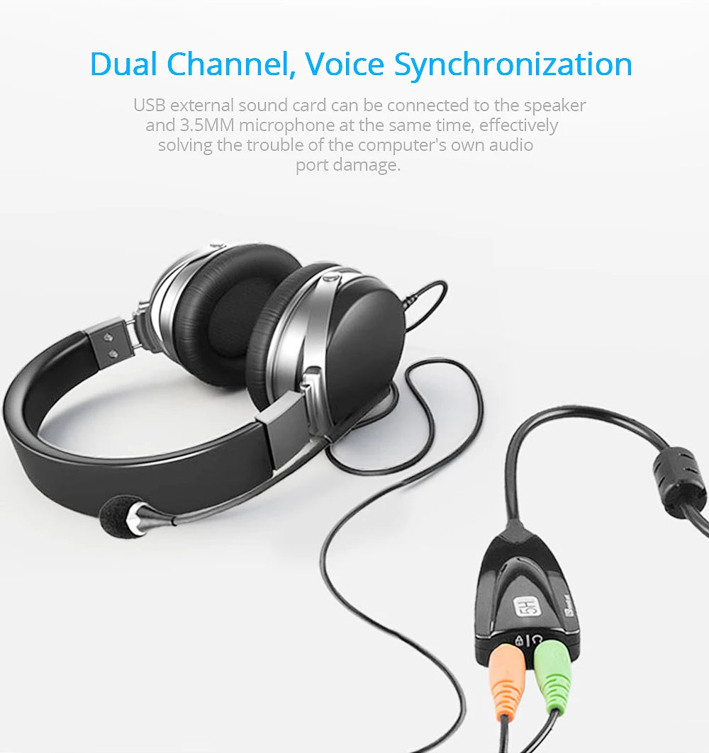 USB Sound Card Computer Gaming Specific External High-End Sound Card, 5HV2 Stereo 7.1 Channel Wired Sound Card